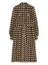 Valentino Dog-print Belted Midi Dress In Multi