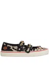 Valentino Dollyboard Leopard Printed Calf Hair Double-strap Sneakers In Multi