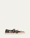 Valentino Dollyboard Leopard Printed Calf Hair Double-strap Sneakers In Multi