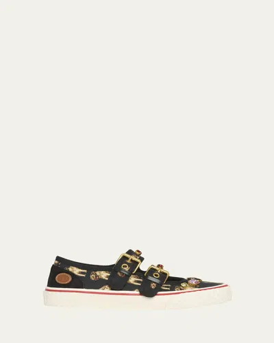 Valentino Garavani Dollyboard St. Petit Charles Double-strap Sneakers In Black
