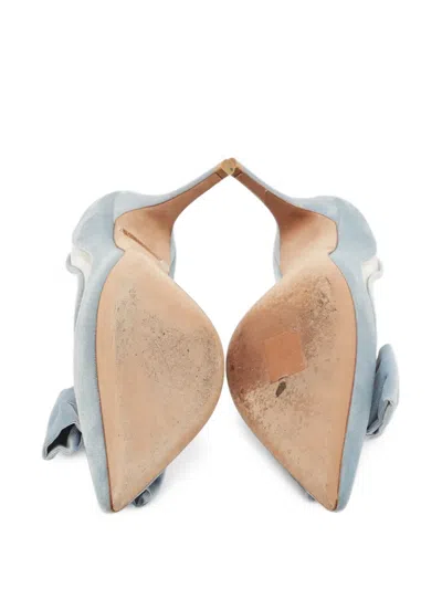 Pre-owned Valentino Garavani Dolly-bow Pointed-toe Pumps In Blue