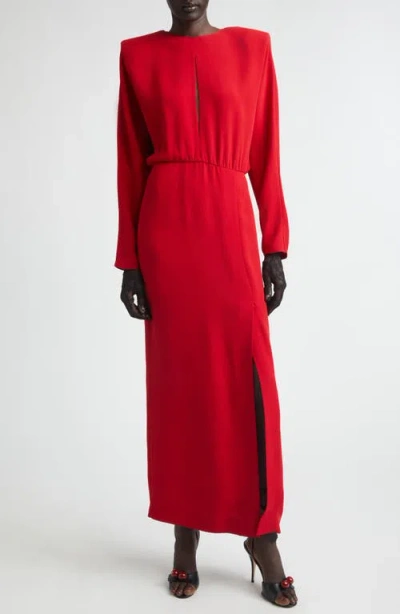 Valentino Donna Long Sleeve Blouson Silk Cady Couture Dress In Red