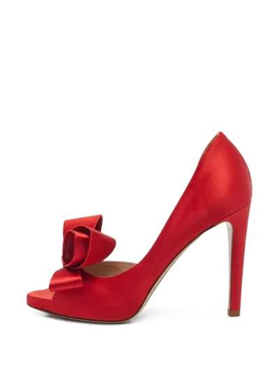 Pre-owned Valentino Garavani D'orsay Bow-detail Pumps In Red