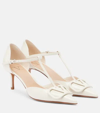 Valentino Garavani D'orsay Vlogo 65 Patent Leather Pumps In White