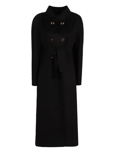 Valentino Garavani Double-breasted Wool And Cashmere Jacket With Logo Button Detailing And Waist Bel In Burgundy