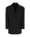 Valentino Padded Shoulders Structured Wool Blazer In Black
