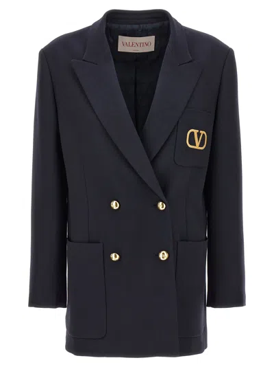 Valentino Garavani Women  Double-breasted Blazer In Blue