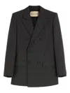 Valentino Double-breasted Suit Jacket In Gray