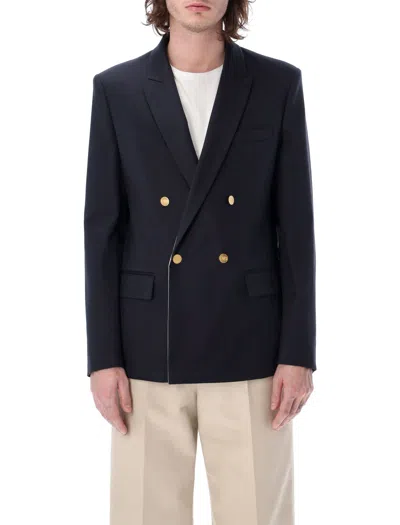 Valentino Drouble-breasted Blazer With Rear Vents In Blue
