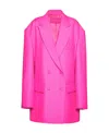Valentino Double-breasted Wool And Silk Blazer In Pink