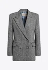 Valentino Double-breasted Bouclé Wool Blazer In Gray