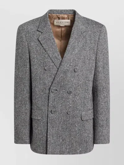 VALENTINO DOUBLE BREASTED BOUCLE WOOL JACKET
