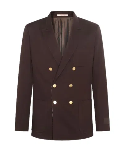 Valentino Double-breasted Casual Jacket In Ebony