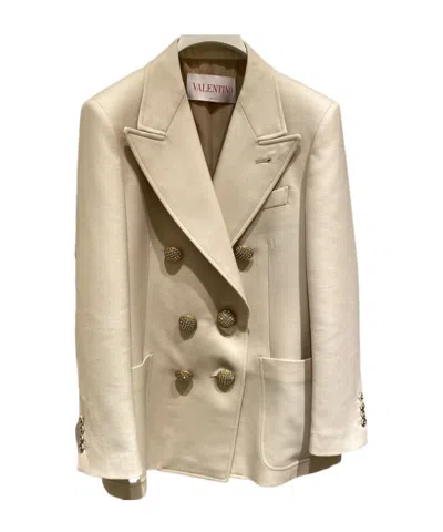 Valentino Double-breasted Casual Jacket In Nude