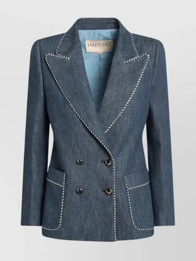VALENTINO DOUBLE BREASTED CHAMBRAY DENIM JACKET