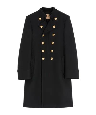 Valentino Double-breasted Coat In Black