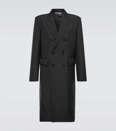 Valentino Structured Double-breasted Tech Coat In Black