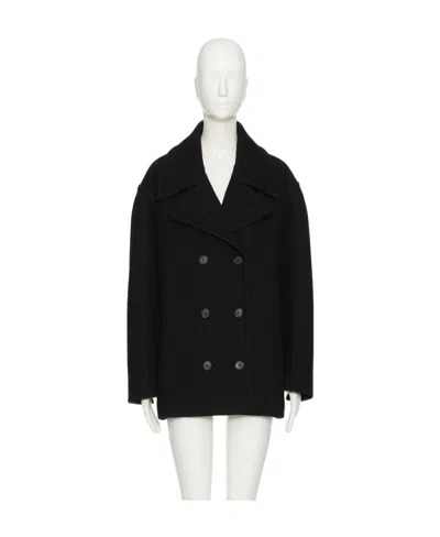 Valentino Double-breasted Coat In Black
