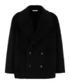 Valentino Black Two Button Placket Coat In Black