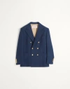 Valentino Double-breasted Double Wool Jacket In Indigo