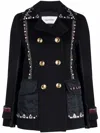 Valentino Embellished Double-breasted Wool And Cashmere-blend And Shell Jacket In Blue