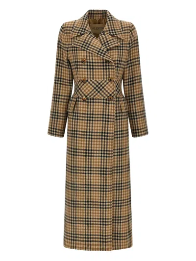 Valentino Garavani Houndstooth Wool Coat Coats And Trench Coats Brown In Multi