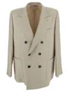 Valentino Textured Linen Viscose Jacket In Beige