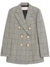 Valentino Houndstooth Double-breasted Blazer In Beige