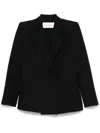 Valentino Double-breasted Tailored Jacket With Structured Shoulders In Black