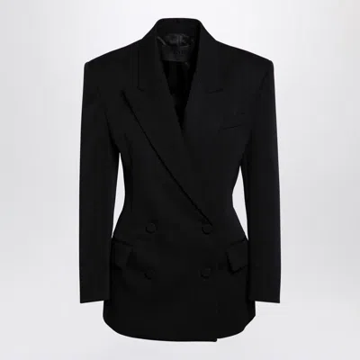 Valentino Double Breasted Straight Hem Blazer In Black