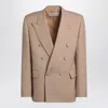 Valentino Double-breasted Jacket Camel Light In Wool
