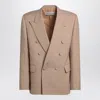 Valentino Double-breasted Jacket Camel Light In Wool