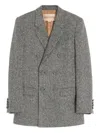 Valentino Double Breasted Boucle Wool Jacket In Gray