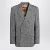 Valentino Double Breasted Boucle Wool Jacket In Gray