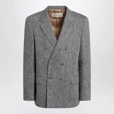VALENTINO DOUBLE-BREASTED JACKET IN NATTÉ WOOL BOUCLÉ