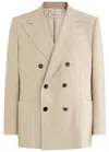 Valentino Textured Linen Viscose Jacket In Natural