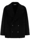 Valentino Black Two Button Placket Coat In Black