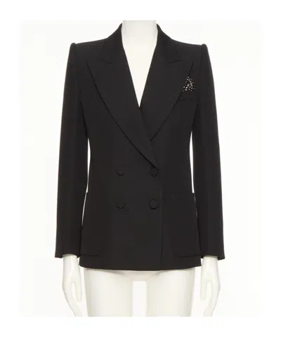 Valentino Lapel Long-sleeved Suit Coat In Black