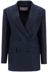 Valentino Double-breasted Long-sleeved Blazer In Navy