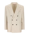 Valentino Beige Double-breasted Blazer In Nude