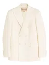 Valentino Double-breasted Peak-lapel Blazer In Neutral