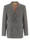 Valentino Double Breasted Boucle Wool Jacket In Gray