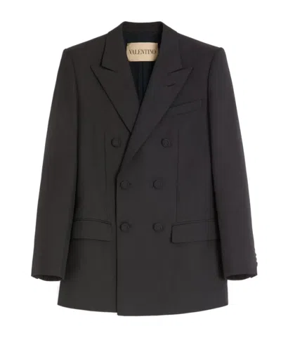 Valentino Double-breasted Suit Jacket In Brown