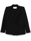 Valentino Double-breasted Tailored Jacket With Structured Shoulders In Black