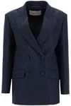 Valentino Double-breasted Long-sleeved Blazer In Blue