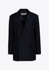Valentino Wool Double-breasted Jacket In Blue
