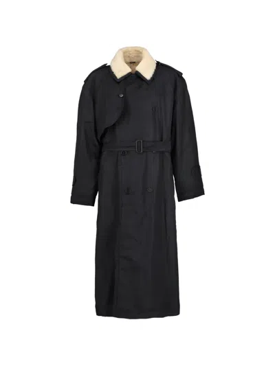 Pre-owned Valentino Double-breasted Trench Coat In Black