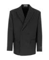 Valentino Garavani Double-breasted Wool Blazer In Black