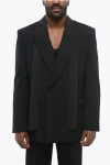 Valentino Elegant Black Wool Double-breasted Jacket
