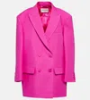 Valentino Double-breasted Wool And Silk Blazer In Pink